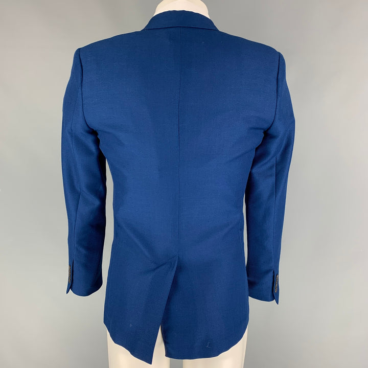 BURBERRY LONDON Size 36 Royal Blue Woven Wool Mohair Sport Coat