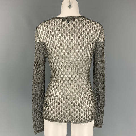 TABULA RASA Size S Gunmetal Knitted Rayon / Metallic Crew-Neck Pullover