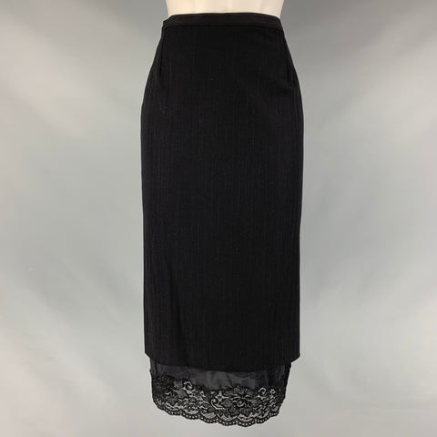 DOLCE & GABBANA Size 6 Black Wool Blend Pencil Skirt