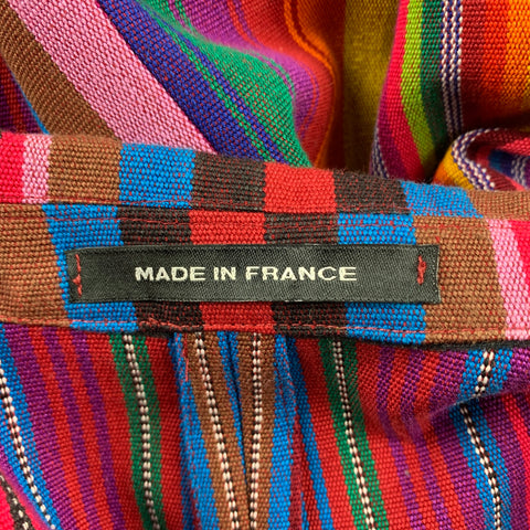 AGNES B. Size 40 Multi-Color Stripe Cotton Notch Lapel Sport Coat