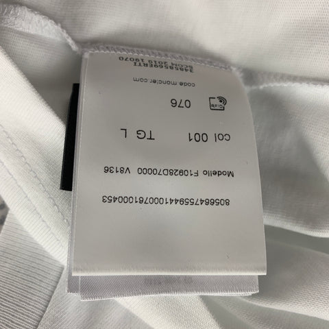 MONCLER Size L White Logo Cotton Long Sleeve T-shirt