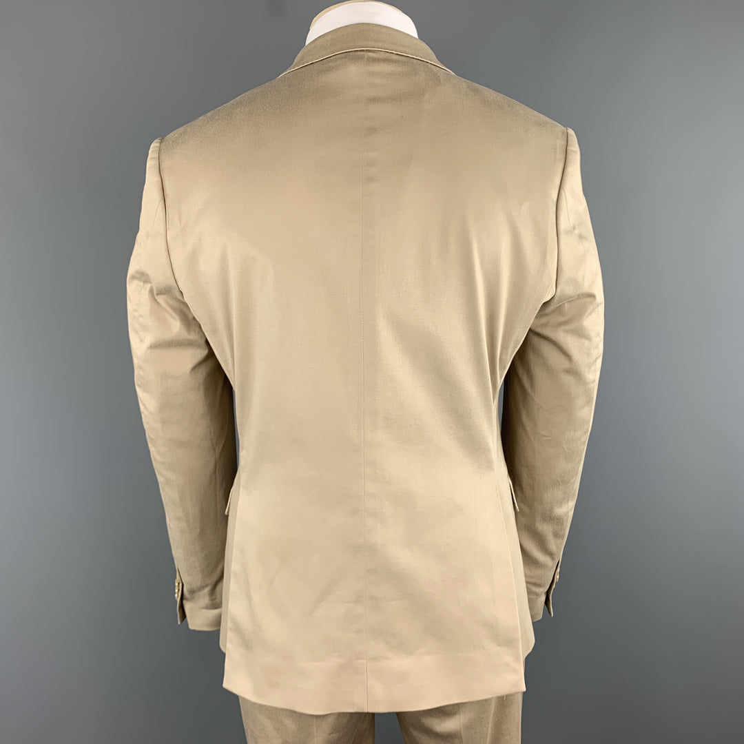 DANIELE ALESSANDRINI Khaki Cotton / Elastane 36 x 36 Peak Lapel Suit
