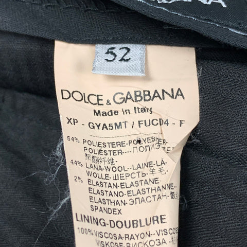 DOLCE & GABBANA Size 36 Black Wool Blend Tuxedo Dress Pants