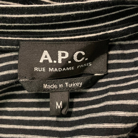 A.P.C. Size M Black & White Striped Cotton Short Sleeve T-shirt