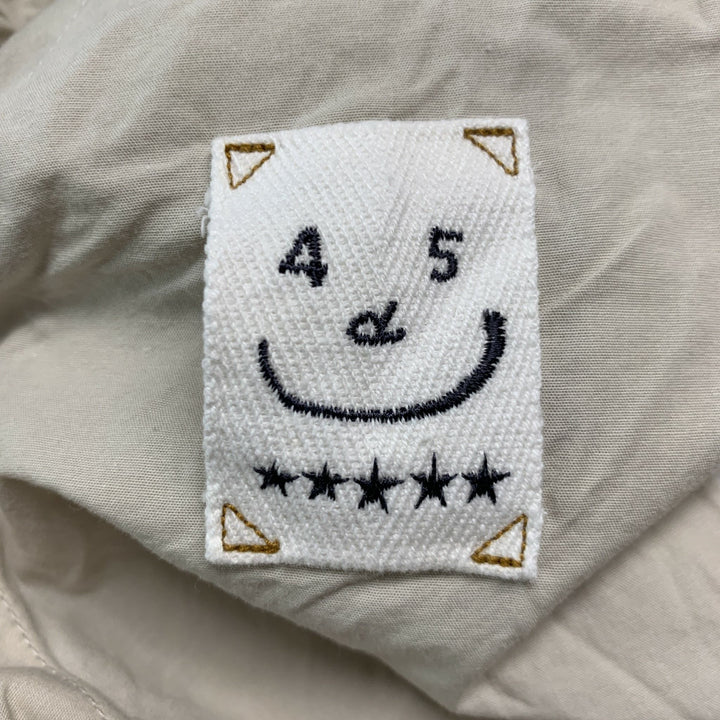 45rpm Size L Off White Solid Cotton Button Fly Casual Pants