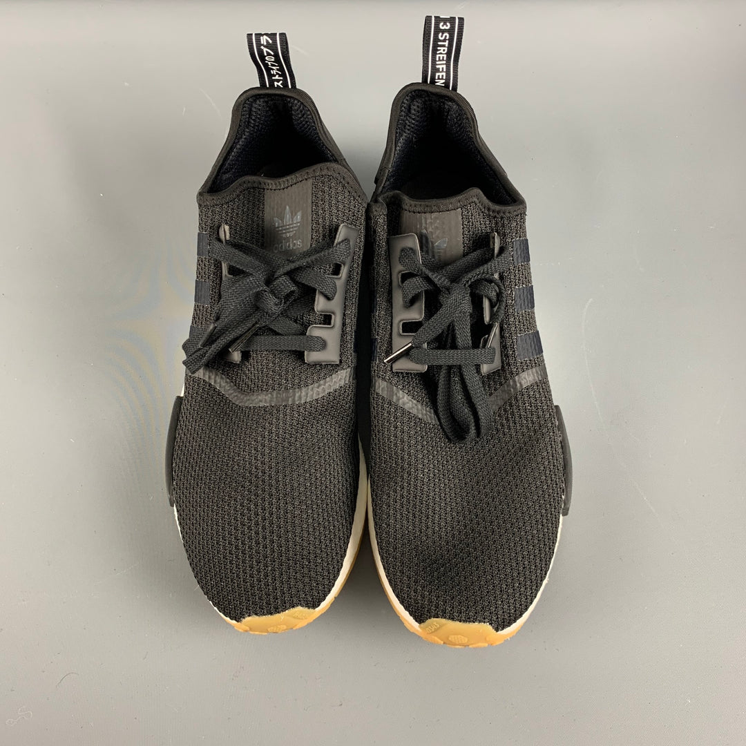 ADIDAS Size 13 Black Woven Nylon Lace Up Sneakers Sui Generis Designer Consignment ADIDAS Size 13 Black Woven Nylon Lace Up Sneakers Sui Generis Designer Consignment