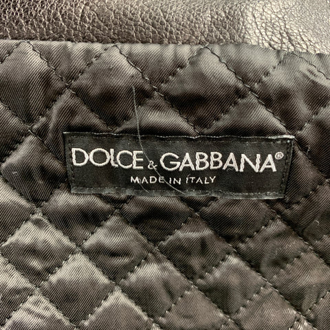 DOLCE & GABBANA Size 40 Black Leather Motorcycle Jacket