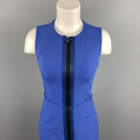 OPENING CEREMONY Size 4 Blue Stretch Polyester Blend Sheath Double Zipper Dress