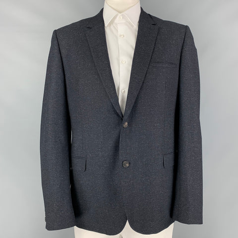 CALVIN KLEIN COLLECTION Size 46 Navy Heather Wool Silk Sport Coat