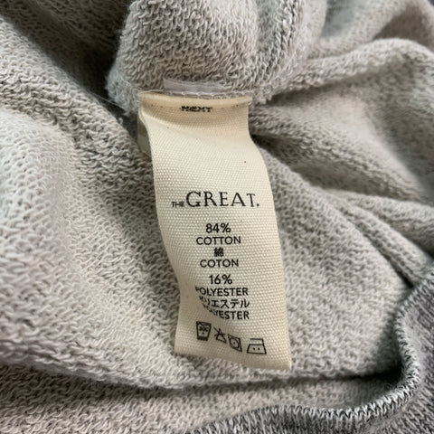 THE GREAT Size XL Grey White Splattered Cotton Polyester Crew-Neck Sweatshirt