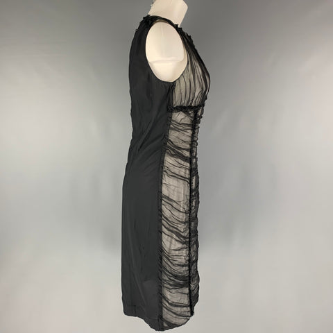 D&amp;G by DOLCE &amp; GABBANA Vestido recto fruncido de nailon negro talla 8