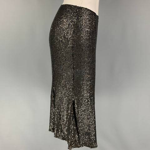 NAEEM KHAN Taille 4 Jupe tulipe à paillettes charbon noir