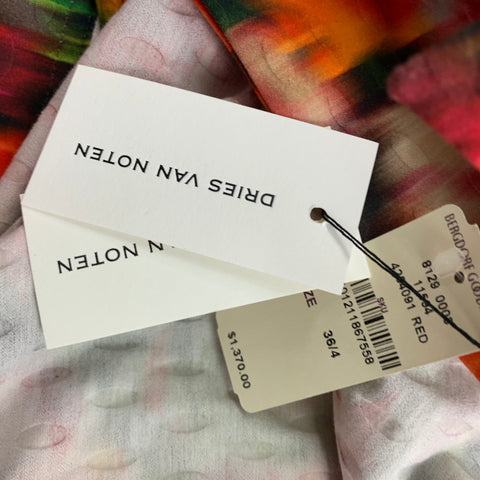 DRIES VAN NOTEN Size 4 Multi-Color Orange Cotton Blend Jacket