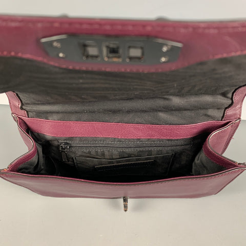 REBECCA MINKOFF Burgundy Quilted Chevron Leather Handbag