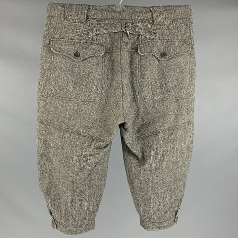 ENGINEERED GARMENTS Taille 32 Pantalon décontracté en laine à chevrons blanc cassé noir