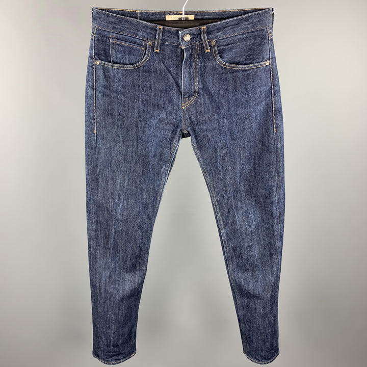 LEVI'S MADE &amp; CRAFTED Taille 32 Indigo Contrast Stitch Denim Zip Fly Jeans