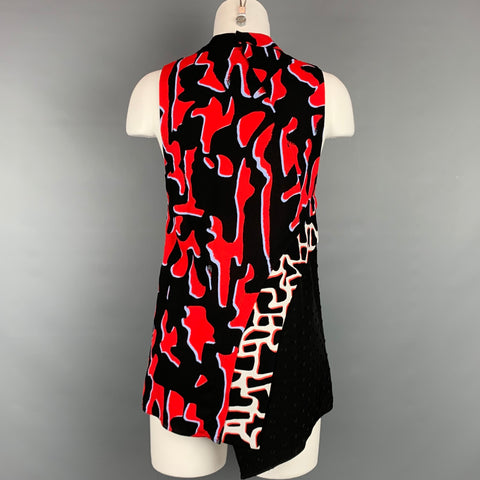 PROENZA SCHOULER Taille 2 Blouse asymétrique en viscose imprimée noire et rouge