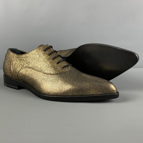 LANVIN Size 7.5 Gold Metallic Leather Lace Up Shoes