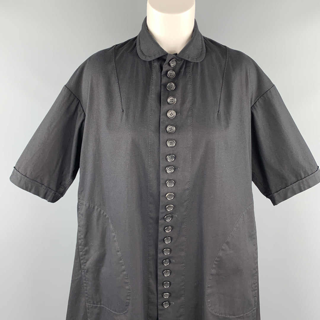 COMME des GARCONS Size S Black Cotton Peter Pan Collar Oversized Shirt Dress