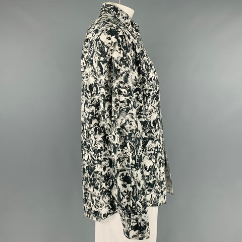 OPENING CEREMONY Size XL Black White Print Cotton Button Down Long Sleeve Shirt