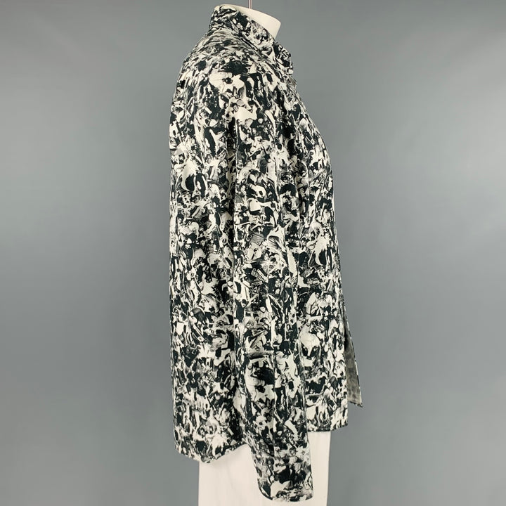 OPENING CEREMONY Size XL Black White Print Cotton Button Down Long Sleeve Shirt