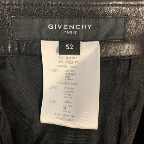 GIVENCHY Size 36 Black & Brown Leather Pleated Wide Leg Strap Pants