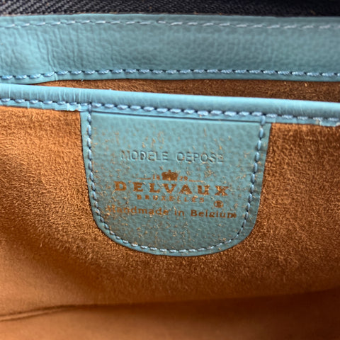 DELVAUX Light Blue Leather Handmade Handbag
