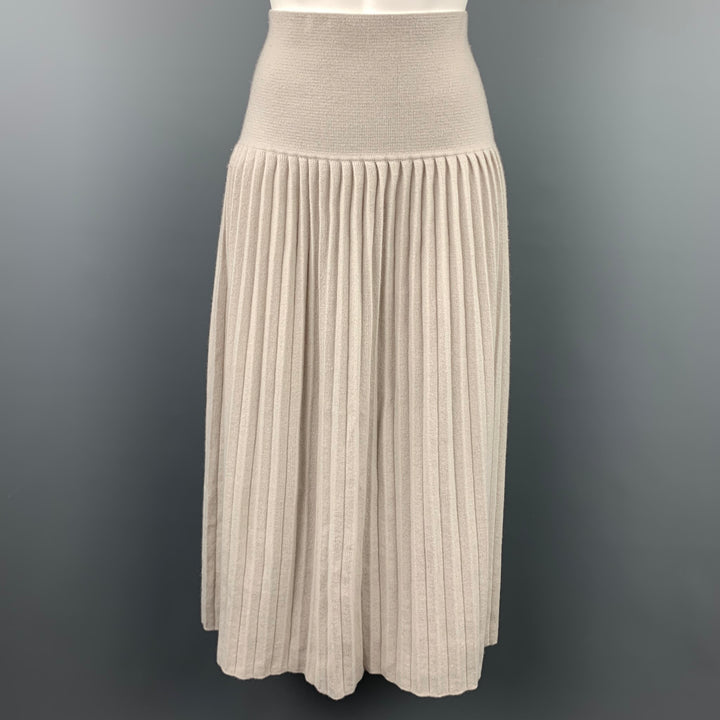 TSE Size L Nude Knitted Pleated Cashmere Long Skirt