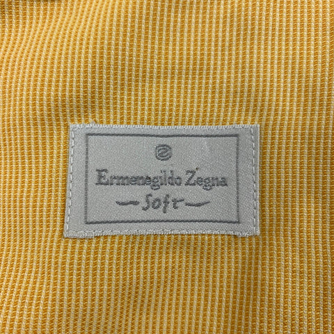 ERMENEGILDO ZEGNA Soft Size L Yellow Nailhead Cotton Button Up Long Sleeve Shirt