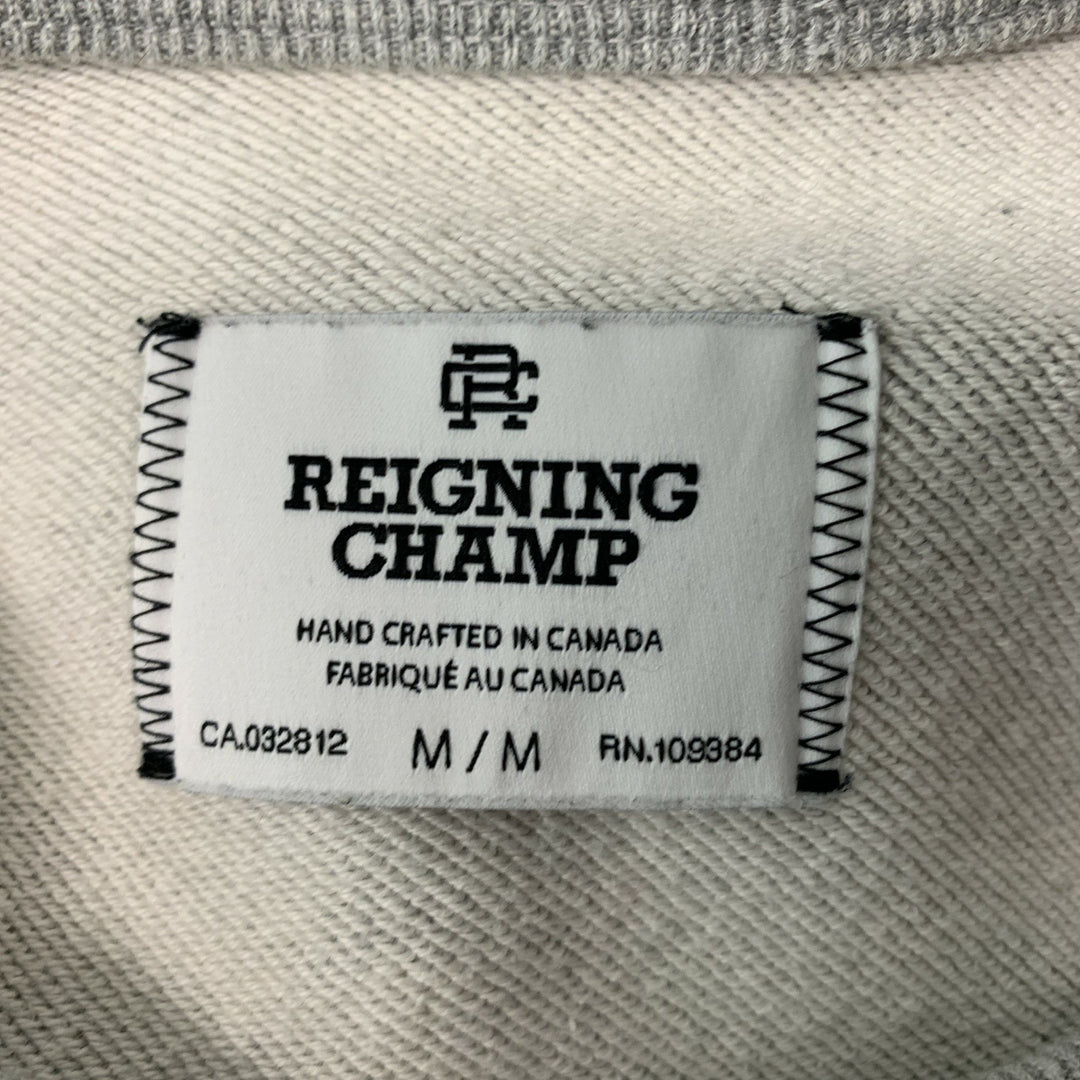 REIGNING CHAMP Size M Gray Solid Cotton Crew-Neck Pullover