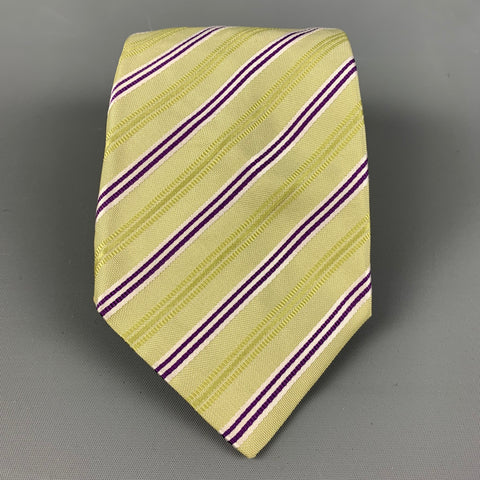 KITON Green & Purple Diagonal Stripe Tie