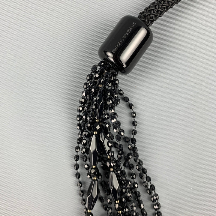 EMPORIO ARMANI Collier superposé en cristal avec cordon de soie noire
