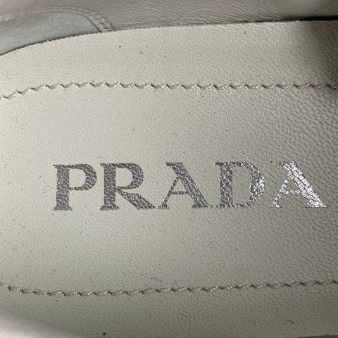 PRADA Size 10 White Multi-Color Leather Aplique Low Top Sneakers