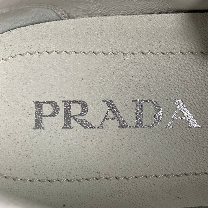 PRADA Size 10 White Multi-Color Leather Aplique Low Top Sneakers