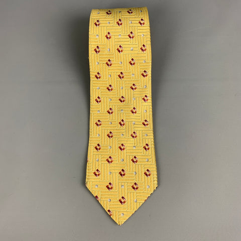 ERMENEGILDO ZEGNA Yellow Brown Rhombus Tie