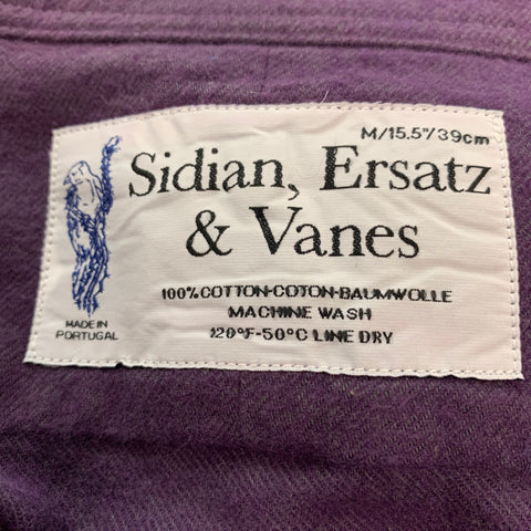 SIDIAN ERSATZ &amp; VANES Talla M Camisa de manga larga de algodón con bloques de color azul morado