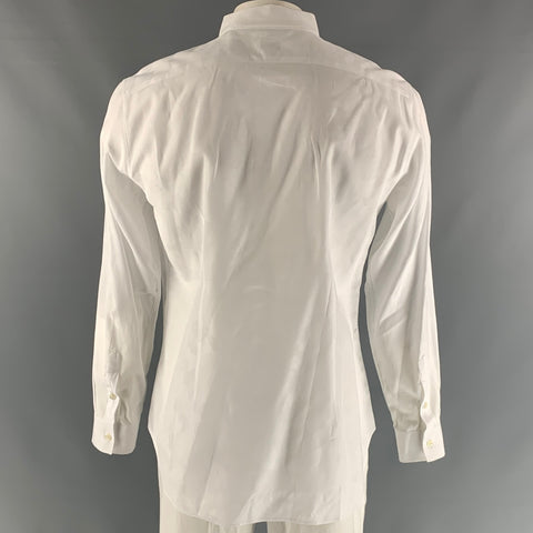 PAUL SMITH Size XL White Textured Cotton Button Down Long Sleeve Shirt