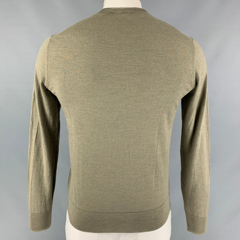 THEORY Size L Sage Solid Wool Long Sleeve Pullover