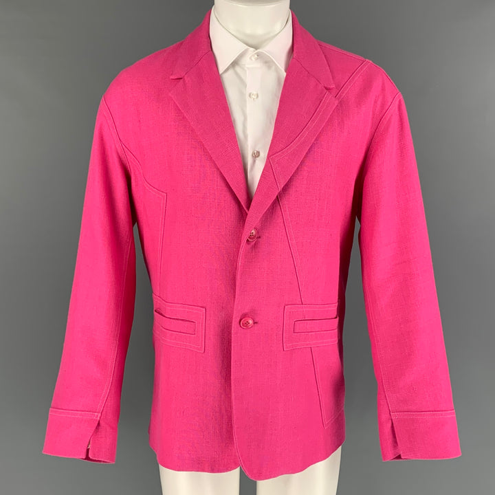 JACQUEMUS FW 20 Size 36 Pink Viscose Linen Notch Lapel Sport Coat