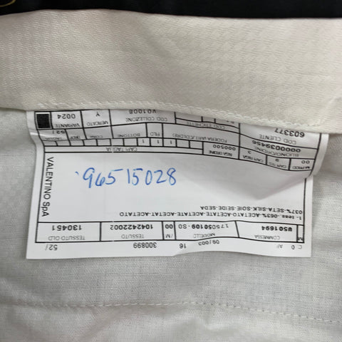 VALENTINO Talla 34 Pantalón de vestir con bragueta y cremallera de seda y acetato con remolinos plateados negros
