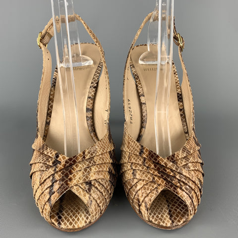 STUART WEITZMAN Size 7 Beige Snake Skin Print Slingback Sandals