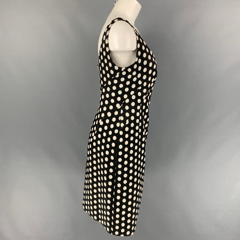 ARMANI COLLEZIONI Size 8 Black & White Polka Dot Sheath Dress