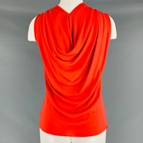 LANVIN Size 4 Orange Coral Viscose Polyamide Sleeveless Casual Top