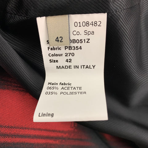 PAUL SMITH Take Pleasure Seriously Size 6 Red & Black Print Acetate Blend Ruched Pants Suit