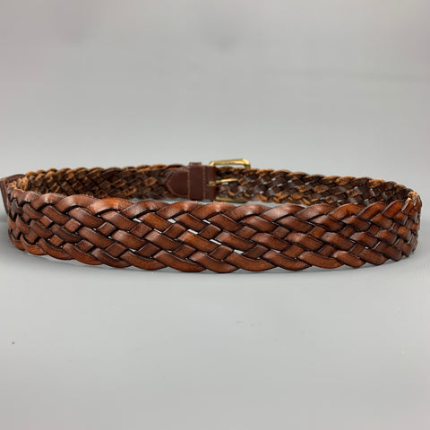 MCM Size 38 Brown Barided Leather Belt