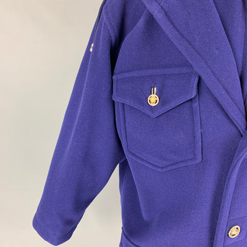 Vintage VERSACE JEANS COUTURE Size S Purple Wool Zip & Buttons Oversized Coat