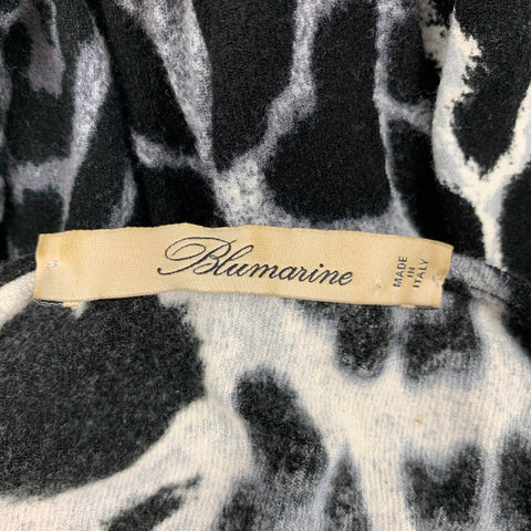 BLUMARINE Size 8 Grey & Black Animal Print Jersey Pullover