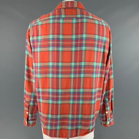 POLO by RALPH LAUREN Size XXL Red Green Plaid Cotton Flannel Long Sleeve Shirt