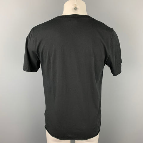 SAINT LAURENT Size M Black Graphic Cotton Crew-Neck T-shirt