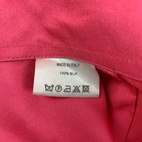 GUCCI Size L Pink Silk Nehru Collar Long Sleeve Shirt